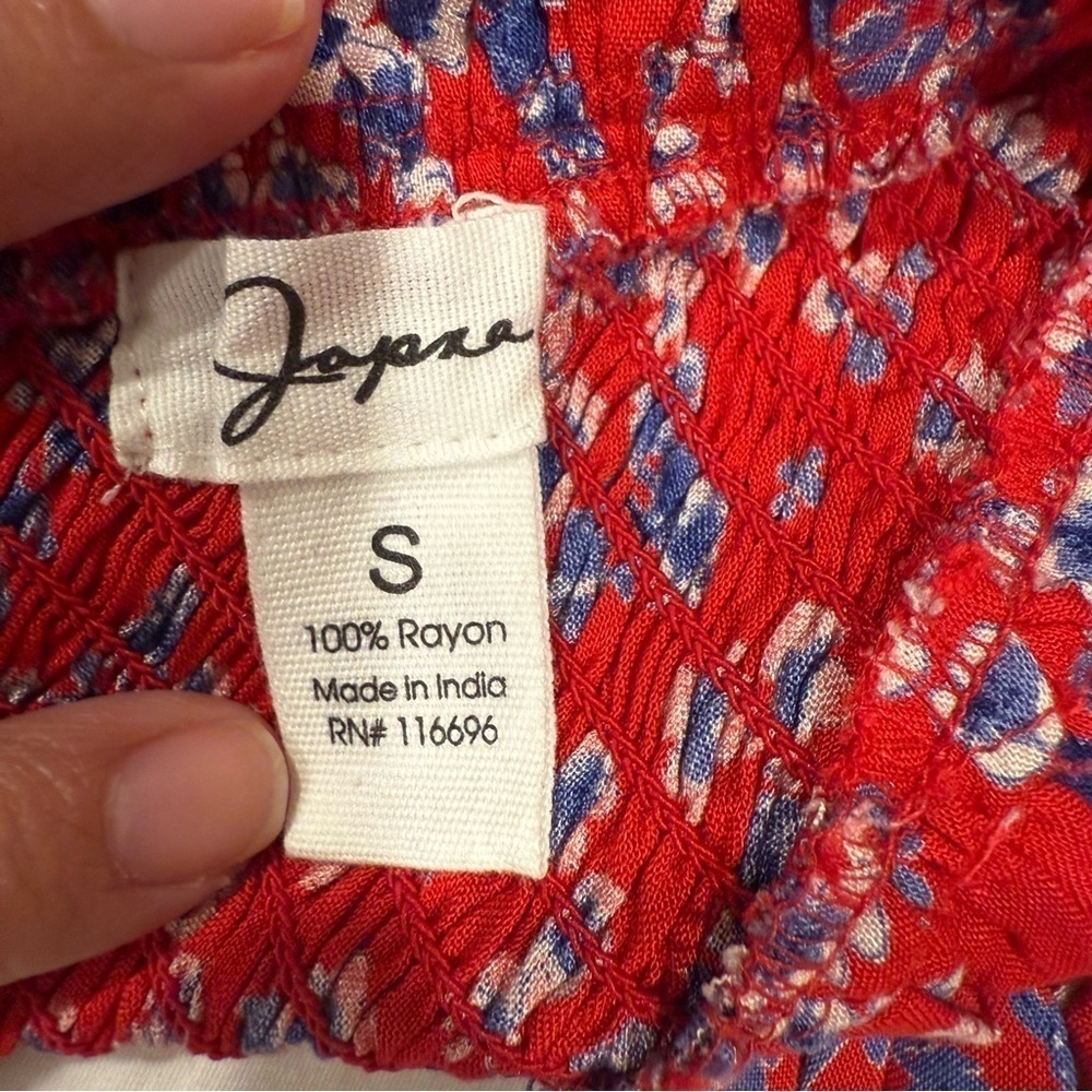 NWT Japan Red & Blue Floral Casual Sleeveless Top Size Small - Picture 5 of 8